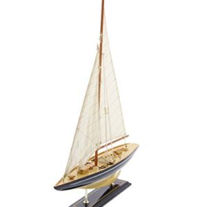 Deco 79 Wood Sail Boat Sculpture with Lifelike Rigging, 17" x 4" x 21", Beige