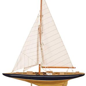 Deco 79 Wood Sail Boat Sculpture with Lifelike Rigging, 17" x 4" x 21", Beige