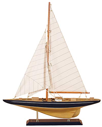 Deco 79 Wood Sail Boat Sculpture with Lifelike Rigging, 17" x 4" x 21", Beige