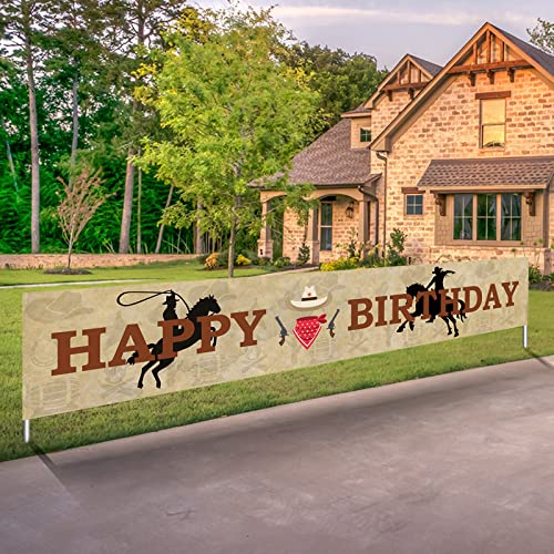 Labakita Lager Western Cowboy Happy Birthday Banner, Cowboy Theme Birthday Banner, Western Cowboy Birthday Party Decorations for Boy/Men
