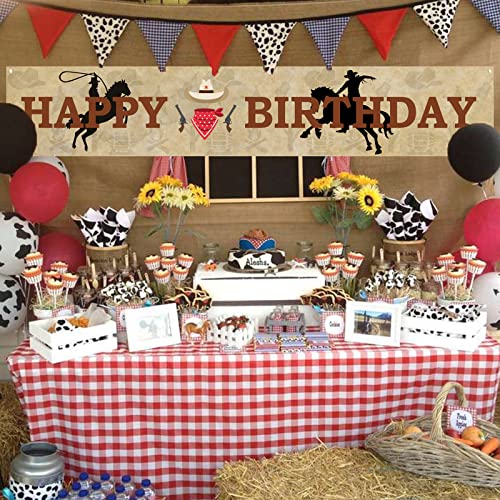 Labakita Lager Western Cowboy Happy Birthday Banner, Cowboy Theme Birthday Banner, Western Cowboy Birthday Party Decorations for Boy/Men