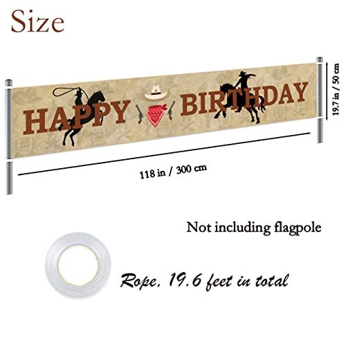 Labakita Lager Western Cowboy Happy Birthday Banner, Cowboy Theme Birthday Banner, Western Cowboy Birthday Party Decorations for Boy/Men