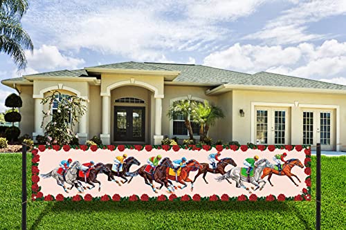 Kentucky Derby Party Outdoor Banner Churchill Downs Horse Racing Large Fence Banner Front Yard Garden Decoration Sign