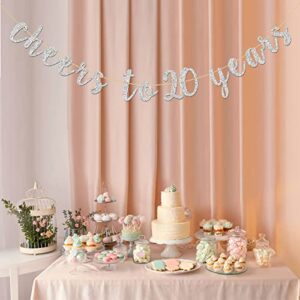 Glitter Silver Cheers to 20 Years Banner - 20th Birthday Sign Bunting 20th Marriage Anniversary Party Bunting Decoration