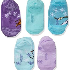 Disney Frozen Girls 5 Pack No Show Socks, Assorted Pastel - Frozen 2, Fits Sock Size 5-6.5 Fits Shoe Size 4-7.5