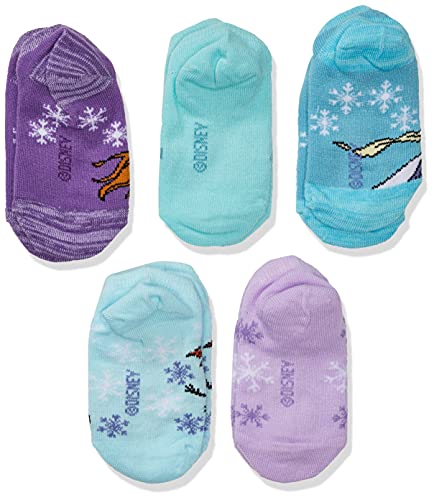 Disney Frozen Girls 5 Pack No Show Socks, Assorted Pastel - Frozen 2, Fits Sock Size 5-6.5 Fits Shoe Size 4-7.5