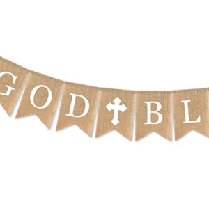 God Bless Baptism Banner, First Communion,Communion Party Banner, Christening Decoration Kit for Wedding, Baby Shower Party