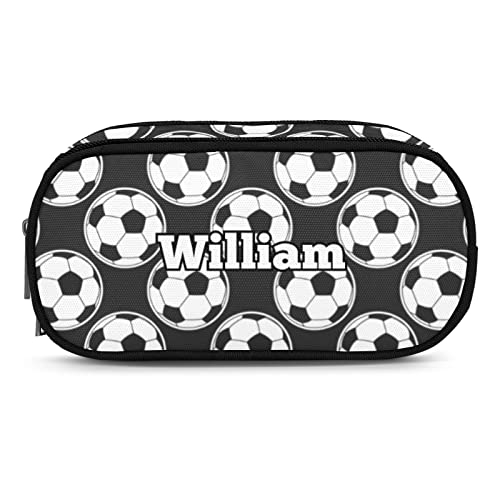 Cartoon Soccer Pattern Personalized Large Capacity Pencil Case Bag Box, Custom Zipper Pencil Pouch Cosmetic for School Office Girl Boy