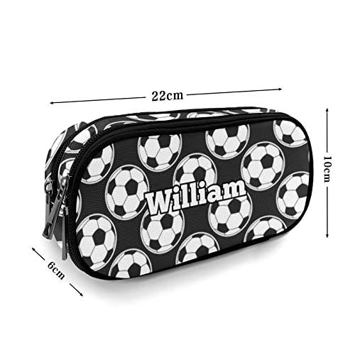 Cartoon Soccer Pattern Personalized Large Capacity Pencil Case Bag Box, Custom Zipper Pencil Pouch Cosmetic for School Office Girl Boy