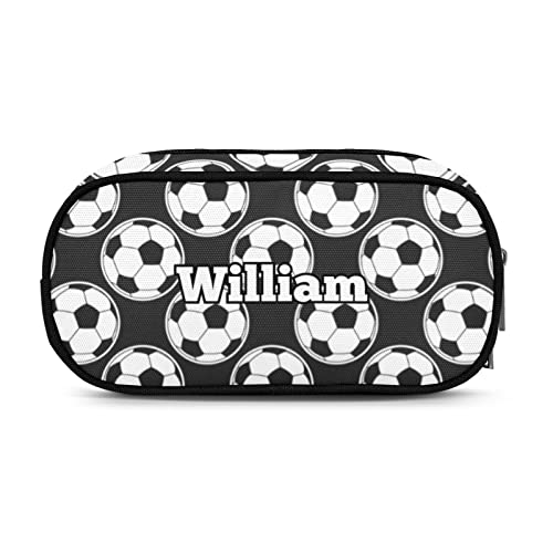 Cartoon Soccer Pattern Personalized Large Capacity Pencil Case Bag Box, Custom Zipper Pencil Pouch Cosmetic for School Office Girl Boy