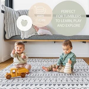 Baby Play Mat for Infants | One-Piece Reversible Foam Floor Mat | Large | Eco-Friendly | Extra Soft | Thick | Non-Toxic | Toddlers | Kids (Sage Petal/Natural Mixed Marks, Large)