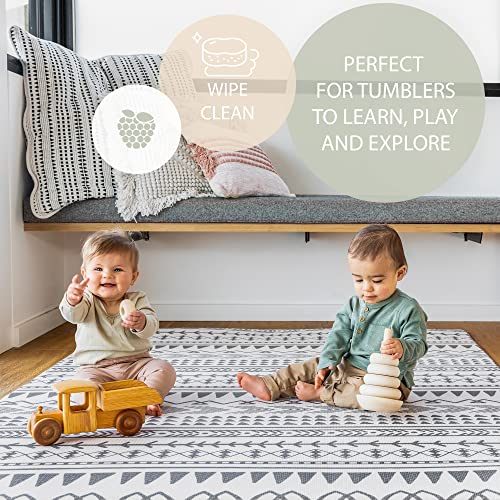 Baby Play Mat for Infants | One-Piece Reversible Foam Floor Mat | Large | Eco-Friendly | Extra Soft | Thick | Non-Toxic | Toddlers | Kids (Sage Petal/Natural Mixed Marks, Large)