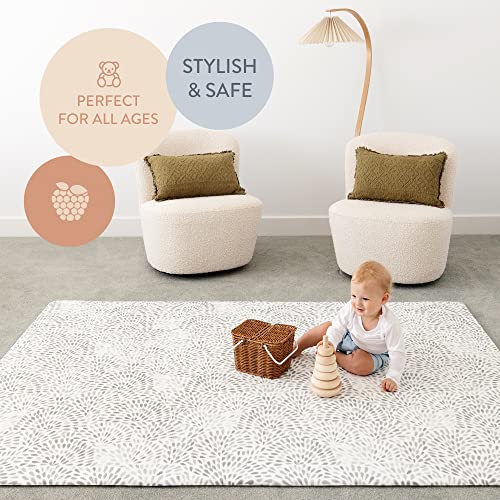 Baby Play Mat for Infants | One-Piece Reversible Foam Floor Mat | Large | Eco-Friendly | Extra Soft | Thick | Non-Toxic | Toddlers | Kids (Sage Petal/Natural Mixed Marks, Large)