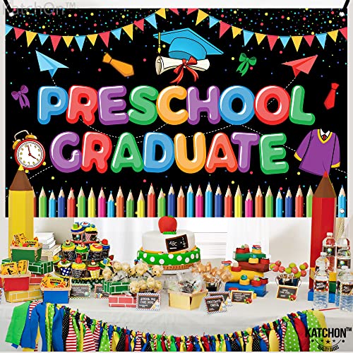 XtraLarge Preschool Graduation Banner - 72x44 Inch | Preschool Graduation Backdrop for Kids | Colorful 2023 Preschool Graduation Decorations, Kindergarten Pre-K Congrats Grad Class of 2023 Decorations
