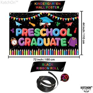 XtraLarge Preschool Graduation Banner - 72x44 Inch | Preschool Graduation Backdrop for Kids | Colorful 2023 Preschool Graduation Decorations, Kindergarten Pre-K Congrats Grad Class of 2023 Decorations