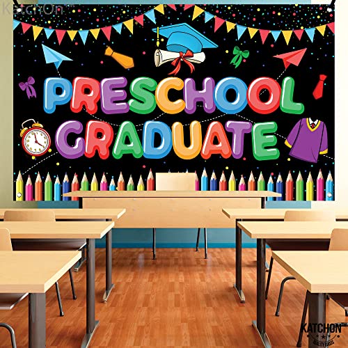 XtraLarge Preschool Graduation Banner - 72x44 Inch | Preschool Graduation Backdrop for Kids | Colorful 2023 Preschool Graduation Decorations, Kindergarten Pre-K Congrats Grad Class of 2023 Decorations