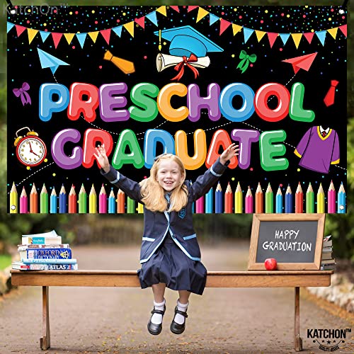 XtraLarge Preschool Graduation Banner - 72x44 Inch | Preschool Graduation Backdrop for Kids | Colorful 2023 Preschool Graduation Decorations, Kindergarten Pre-K Congrats Grad Class of 2023 Decorations