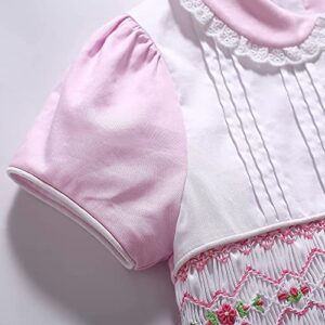 Pettigirl Girls Kids Cute Pink Hand Embroidery Smocked Dresses