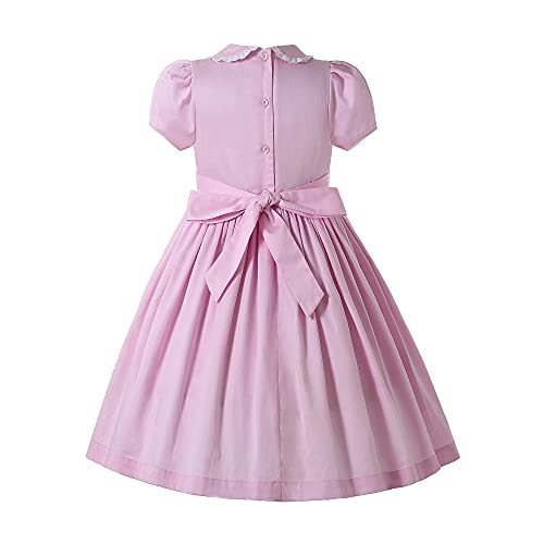 Pettigirl Girls Kids Cute Pink Hand Embroidery Smocked Dresses