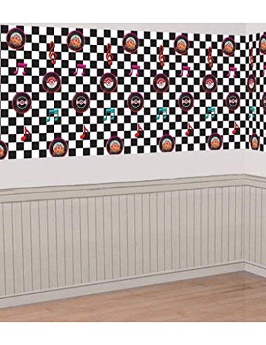 Amscan 50's Theme Checkered Scene Setter Room Roll Party Decorations, 48" x 40', Multicolor