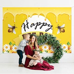 PAKBOOM Happy Bee Day Backdrop Banner Background - Bumble Bee Birthday Decorations Party Supplies for Boys Girls - 3.9 x 5.9ft