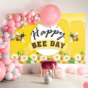 PAKBOOM Happy Bee Day Backdrop Banner Background - Bumble Bee Birthday Decorations Party Supplies for Boys Girls - 3.9 x 5.9ft