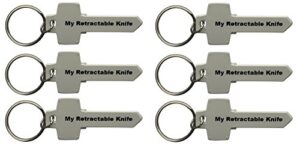 cutzit retractable mini box cutter utility razor blade -stores easily on a keychain with ring provided (pack of 6)