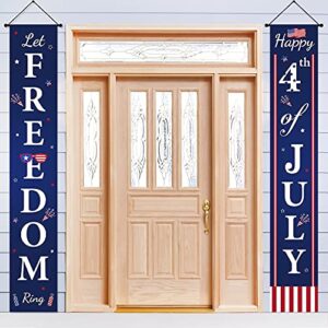 4th of july decoration – fourth of july freedom banner for independence day/memorial day/veterans day patriotic party, hanging american flag porch sign for outdoor/indoor/backyard home wall decor
