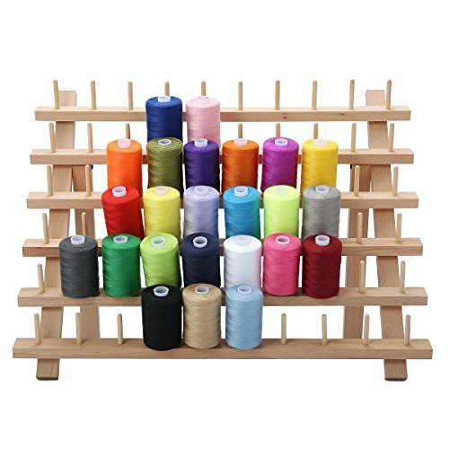 AUSUKY Foldable Wood Thread Stand Rack Holds Organizer Wall Mount 120/60 Spool Cone?Sewing Cones Thread Holder (60)