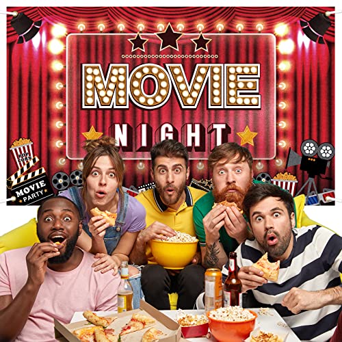 LASKYER Movie Night Hollywood Party Large Banner - Cheers to Film Theme Birthday Home Wall Photoprop Backdrop,Movie Night Party Decorations.