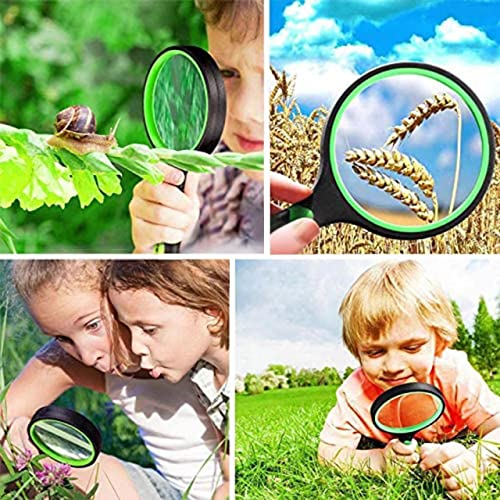 Magnifying Glass for Kids,3 Pack 10X 65mm Magnifying Glass with Non-Slip Soft Rubber Handle, Suitable for Reading Newspapers, Inspections, Insects, Experiments, Suitable for Seniors and Kids