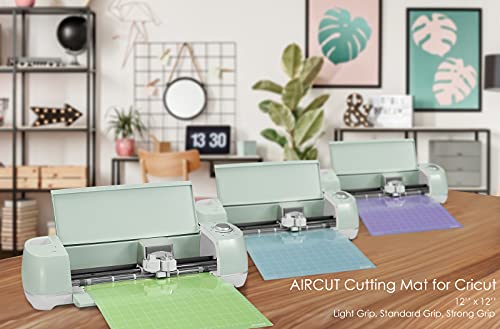 AIRCUT Cutting Mat for Cricut Maker/Explore Air 2/Air/One(12x12 Inch, StandardGrip, LightGrip, StrongGrip) Multiple Adhesive Sticky Quilting Cutting Mats Replacement Accessories for Cricut