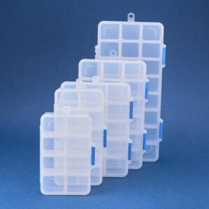 BENECREAT 5 Pack-Mixed Size Jewelry Dividers Box Organizer Adjustable Clear Plastic Bead Case Storage Container (24/18/15/10/8 Grids)
