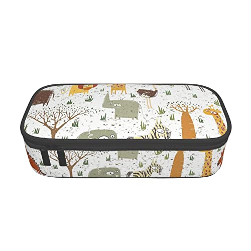 QICENIT Cute Animals Large Capacity Pencil Case for Women Men Pen Pouch Pencil Box Double Zipper Stationery Bag with Compartments