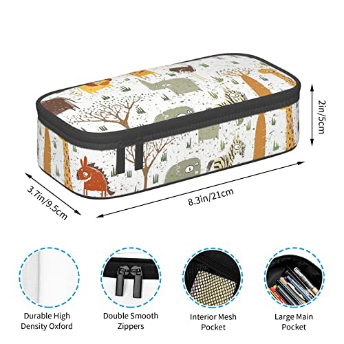 QICENIT Cute Animals Large Capacity Pencil Case for Women Men Pen Pouch Pencil Box Double Zipper Stationery Bag with Compartments