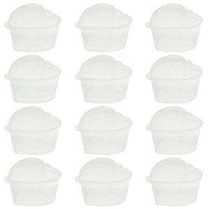 tegg storage box 32pcs 1.5 oz heart shaped transparent plastic storage containers with lids for slime foam ball