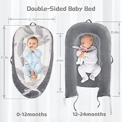 Baby Lounger Bed Cover 100% Cotton Breathable Newborn Sleeping Bed Cover Co Sleeping Nest Bed Machine Washable, Strong Zipper, Adjustable Size