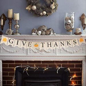 Lulu Home Fall Festive Banner, 6.6 FT Burlap Give Thanks Banner, Harvest Banner Decorations, Fall Party Decor Autumn Sign