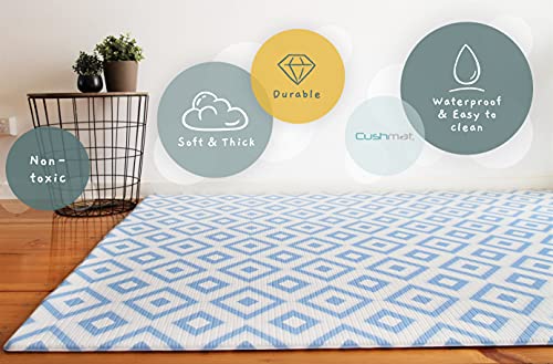 Stylish Reversible Foam Floor Mats – Soft Baby Play Mat for Playing, Tummy Time, Crawling Mat | Toddler, Kids playmat |Exercise Mat, Yoga Mat | Non-Toxic, Waterproof, Easy-to-Clean | Large Gray - Blue