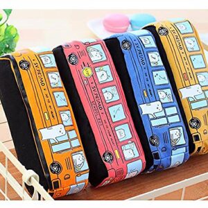 Pencil Bag, Pencil Case, Kawaii Pencil Pouch, Large Capacity Canvas Pen Bag, School Bus Shape Pencil Bag(blue)