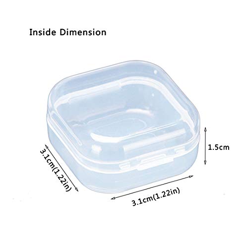 AKOAK Clear Polypropylene Mini Storage Containers Box with Hinged Lid for Earphones,Accessories,Crafts,Screws,1.22" x 1.22" x 0.59",Pack of 12