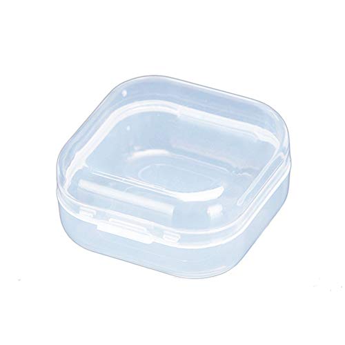 AKOAK Clear Polypropylene Mini Storage Containers Box with Hinged Lid for Earphones,Accessories,Crafts,Screws,1.22" x 1.22" x 0.59",Pack of 12