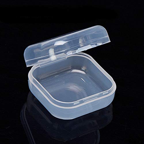 AKOAK Clear Polypropylene Mini Storage Containers Box with Hinged Lid for Earphones,Accessories,Crafts,Screws,1.22" x 1.22" x 0.59",Pack of 12
