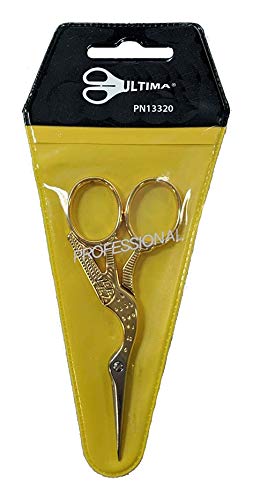 Ultima 3-1/2-Inch Forged, Gold-Plated, Stork Embroidery & Sewing Scissors