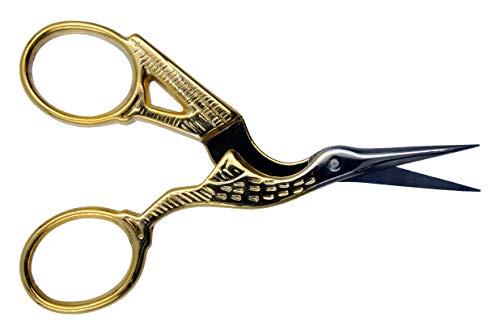 Ultima 3-1/2-Inch Forged, Gold-Plated, Stork Embroidery & Sewing Scissors