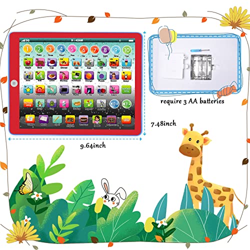 SPOGENN Learning Tablet Educational Touch Pad for Fun Learn Number ABCs Spelling Animal Green