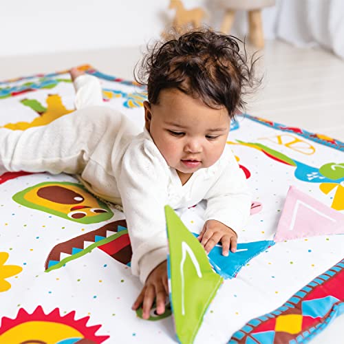 Yookidoo Fiesta Baby Tummy Time Mat. Folds As Carrying Bag. Indoor & Outdoor Activity Play Gym with Mirror, Rattle & Teether. Extra Large Washable Newborn Blanket (145 X 100cm)