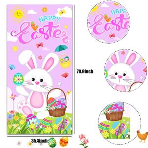 Happy Easter Door Cover - Easter Rabbit Door Cover Decoration Outdoor Courtyard Flag Welcome Spring Banner For Spring Easter Holiday Party Decoration - Pink