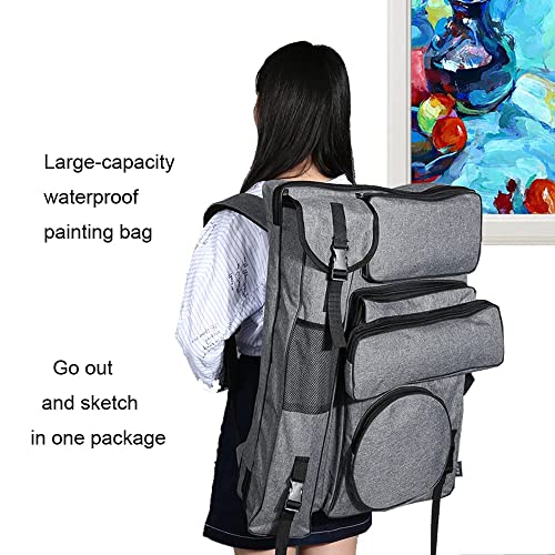 FOUR BROTHER TOGETHER Art Portfolio Case 24X20 inch 4K Painting Sketch Pad Storage Bag, Gray Art Combination Handbag, Backpack,for Sketch, Poster, Oil Painting, Palette, Paints, Brushes Pencils