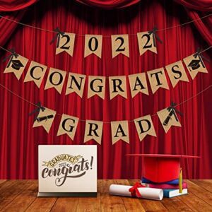 graduation banner 2022 class of 2022 burlap congrats grad garland vintage graduation decorations sign for college high school grad party supplies